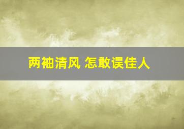 两袖清风 怎敢误佳人